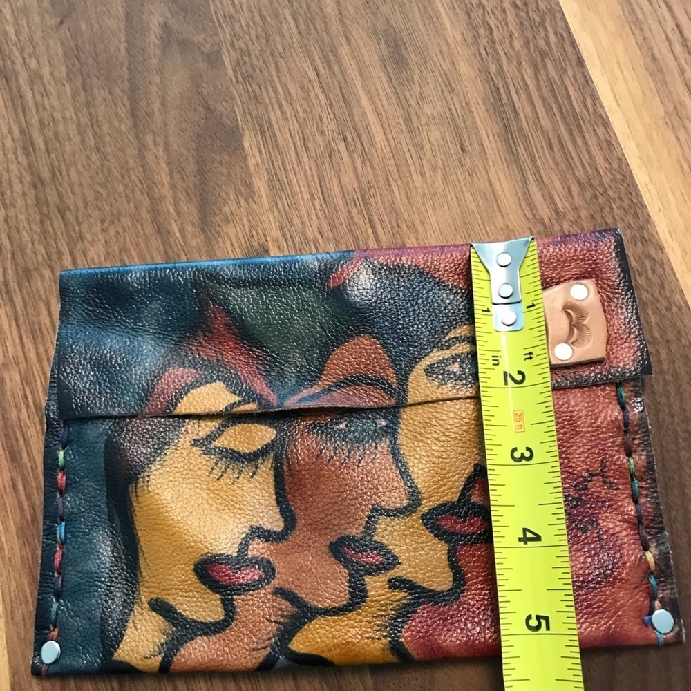 Leathercraft original artwork!Small versatile multi colored envelope clutch. - Picture 6 of 7
